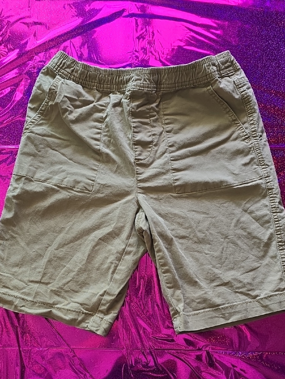 Boys Casual Elastic-Waist Khaki Shorts